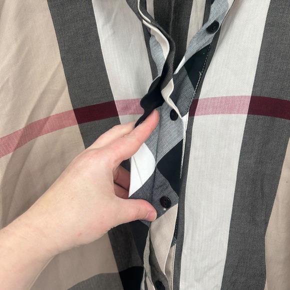 Plaid Ruffle Sleeve Blouse L Cotton Boho Casual Relaxed Artsy Earthy - Picture 3 of 9